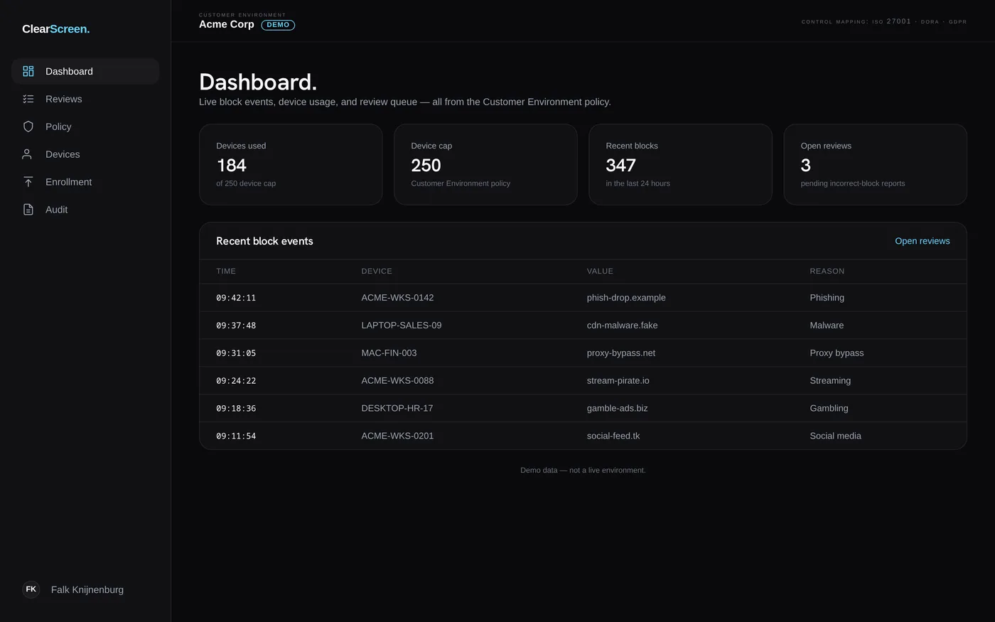 ClearScreen — endpoint DNS filtering for managed devices
